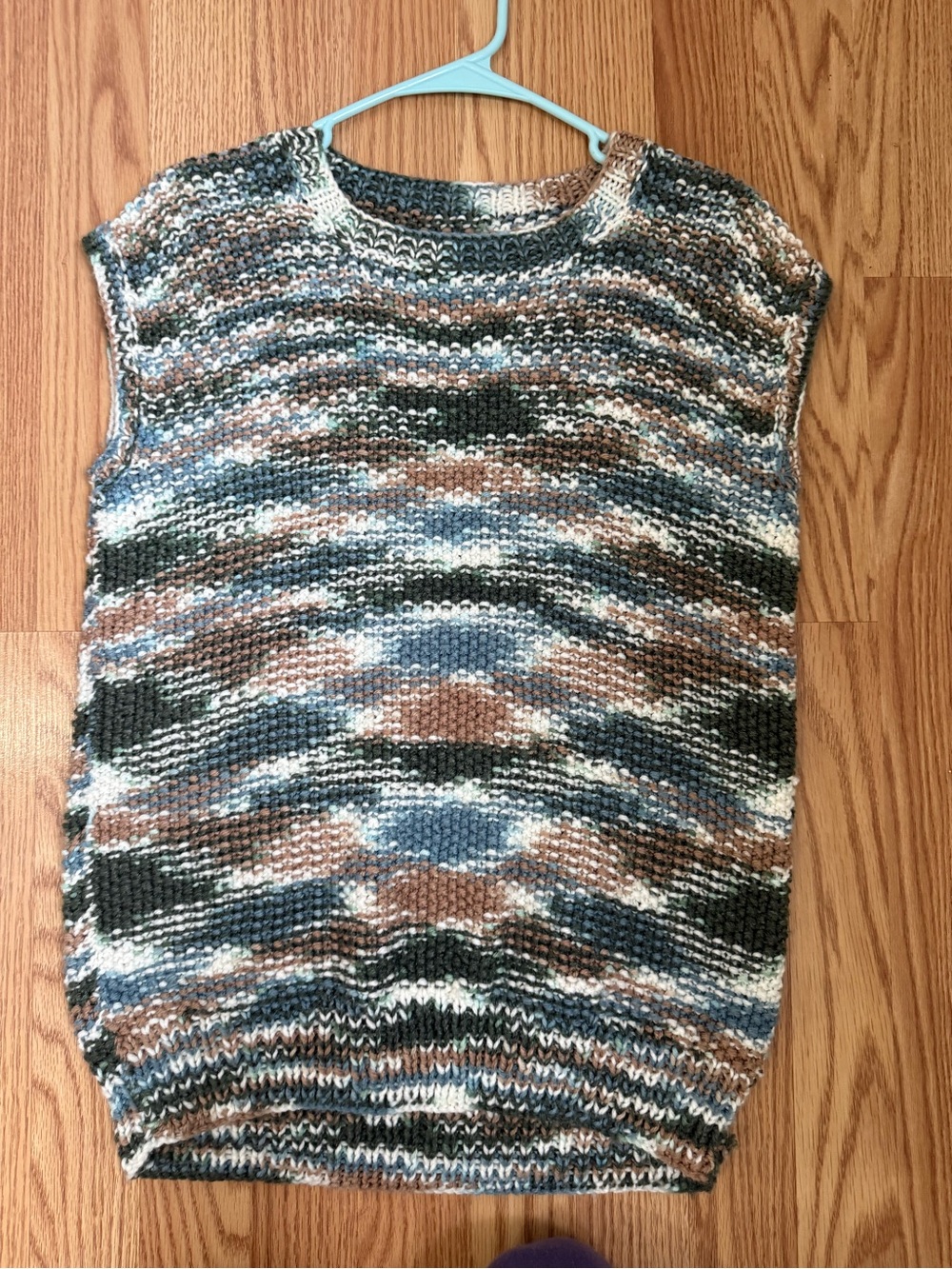 Multicolor Knit Sleeveless Sweater Tank - Brown/Blue/Green